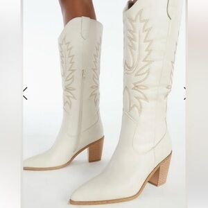 Just Fab Delilah Western Boot Cowgirl NEW Women’s Size 12 - Bone Color